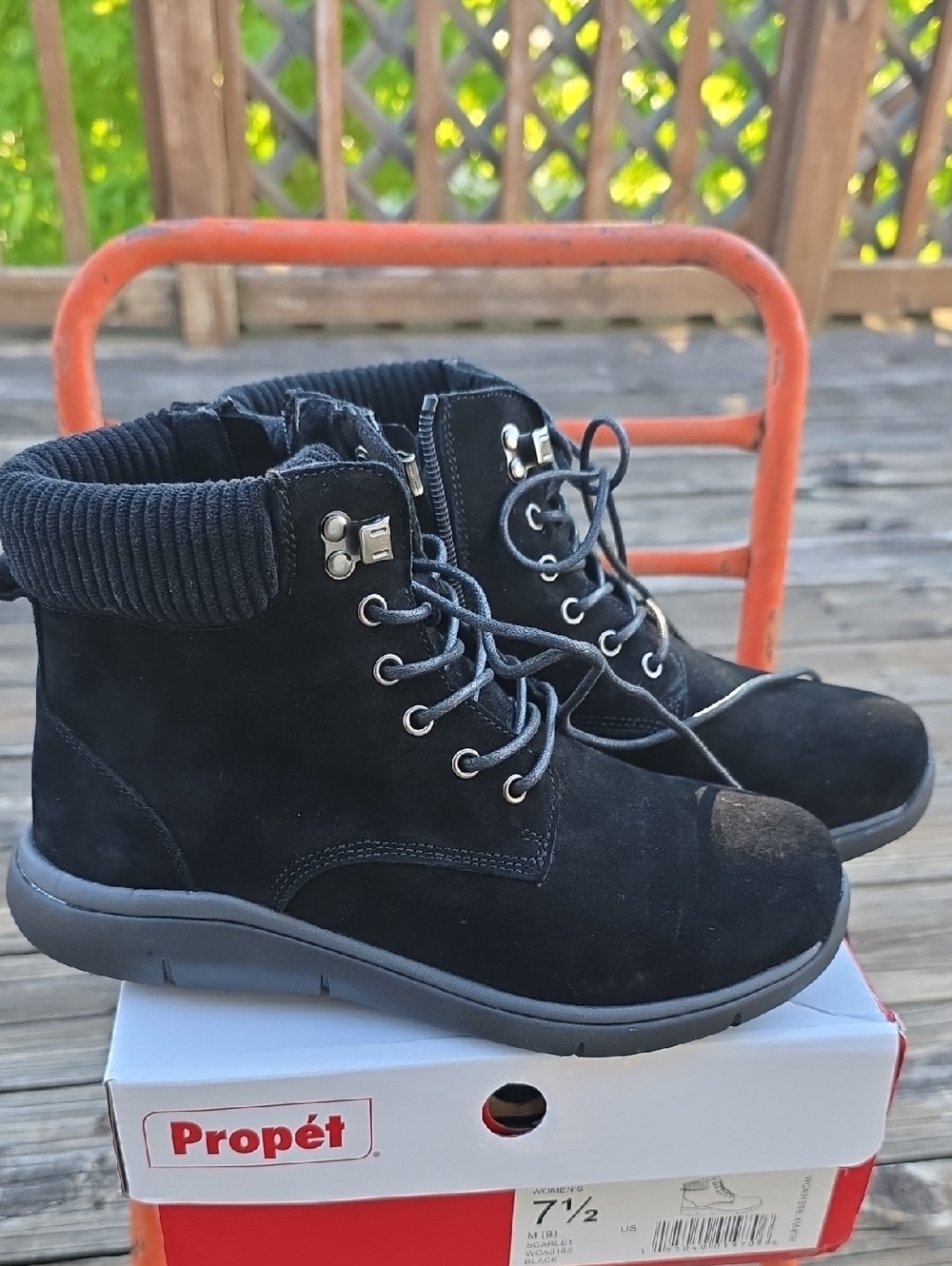 Propet Scarlet Black Lace-Up Boots NWT